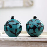 Blooms Ceramic Jars (2) - Turquoise