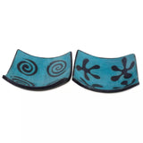 Blooms & Spirals Ceramic Plate (2) - Turquoise