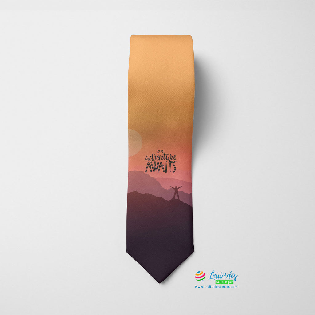 Adventure Awaits Quote Printed Tie