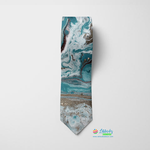 Cravate imprimée 'Le Lagon Bleu'