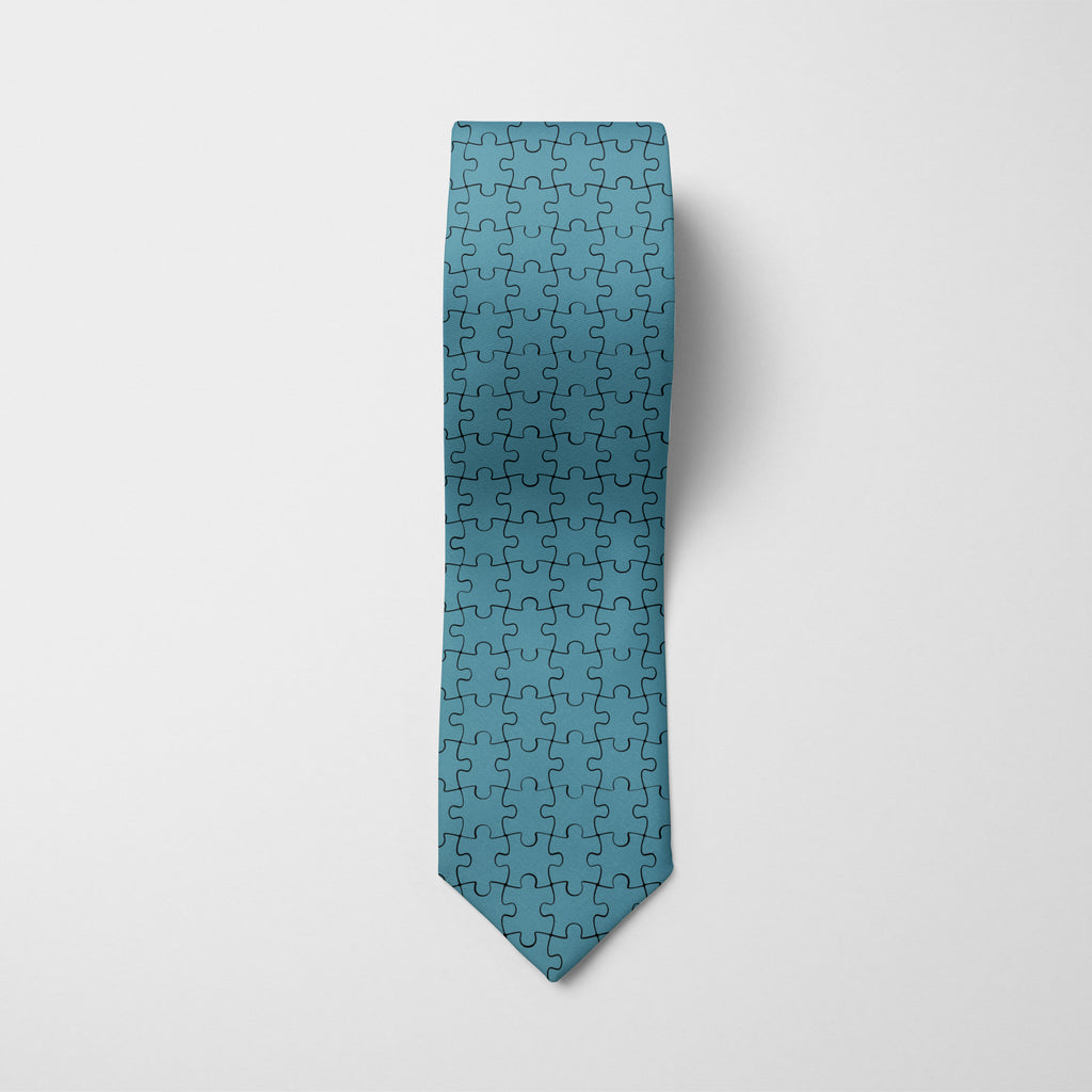 Blue Puzzle Printed Tie
