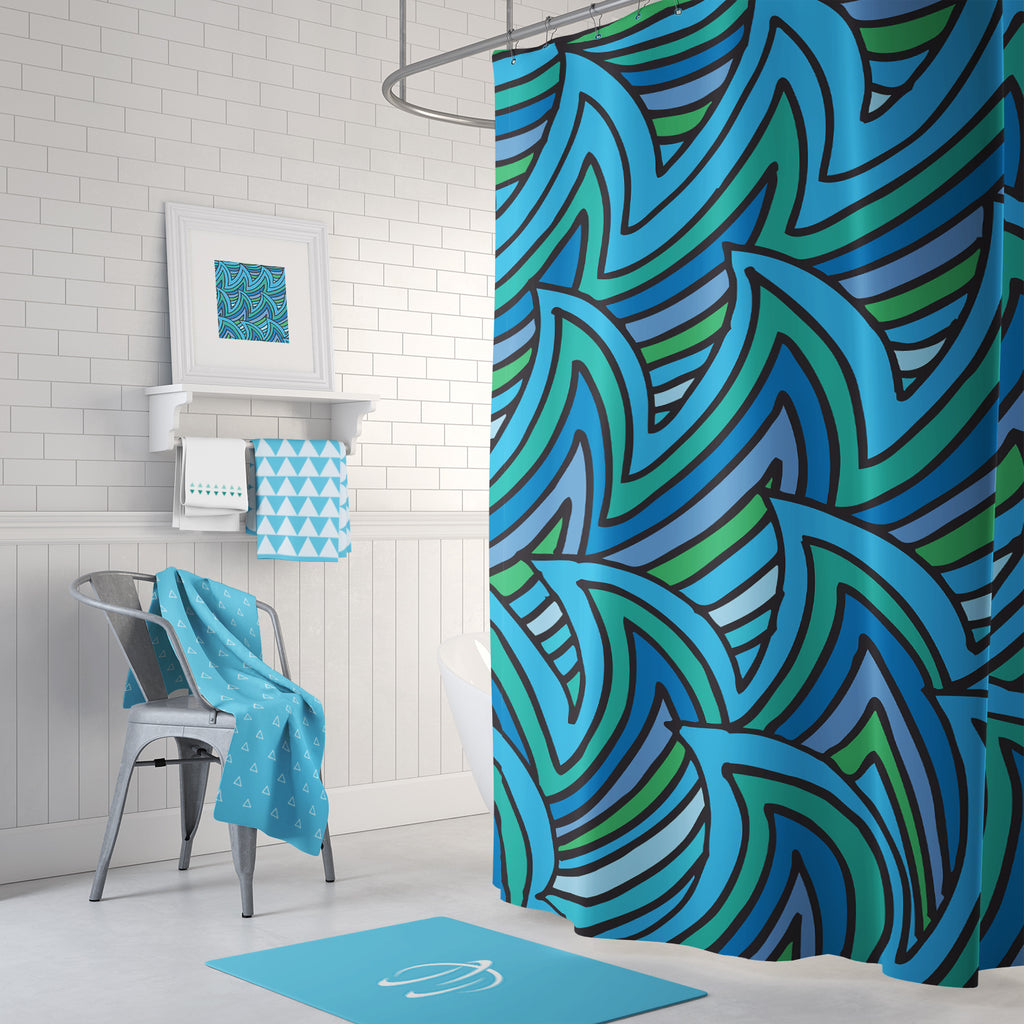 Bold Waves Shower Curtain