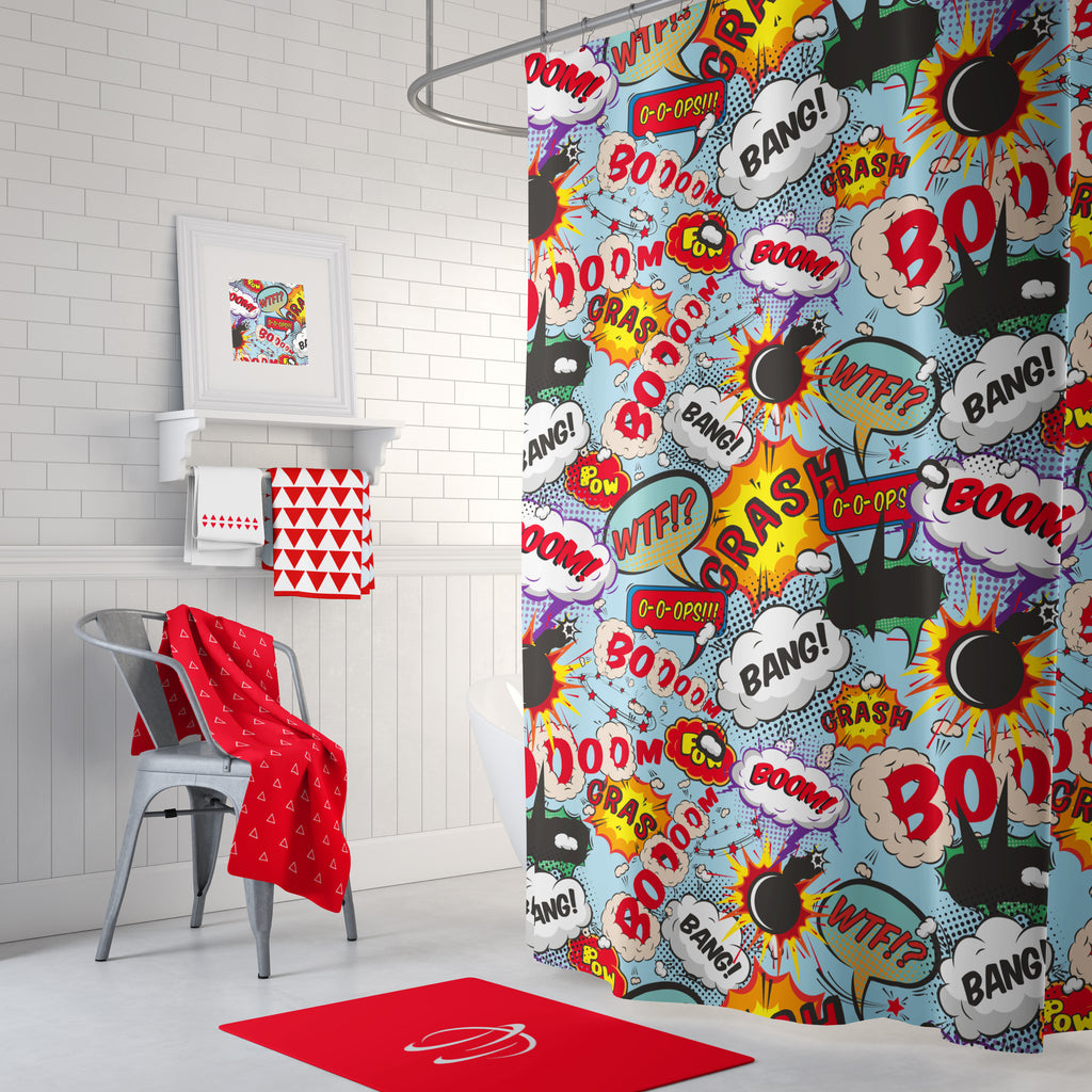 Boom Crash Shower Curtain