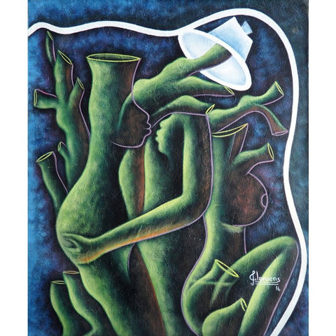 'Osmosis in Green' Haitian painting | Latitudes World Décor