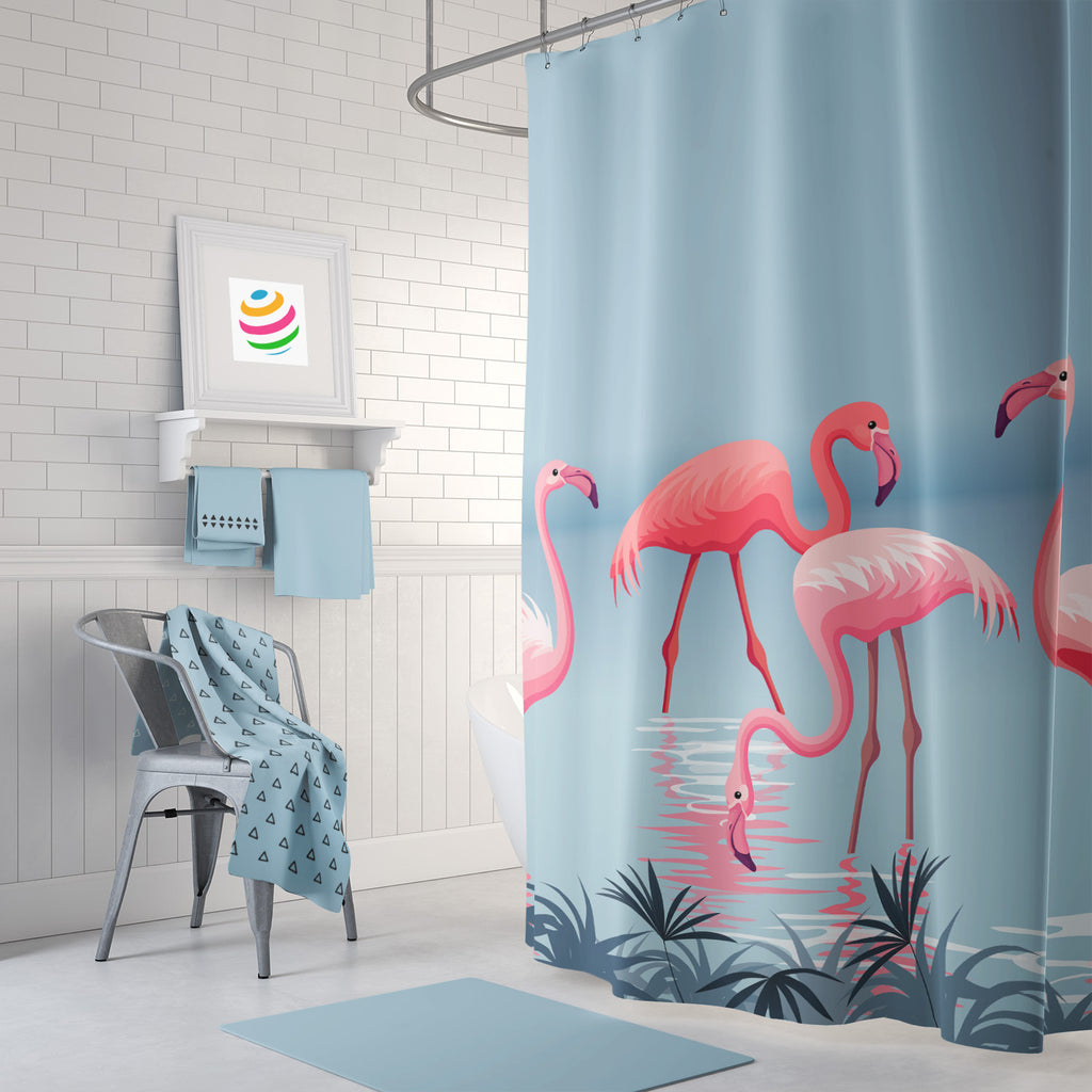 Rideau de douche Le Bain des Flamands Roses