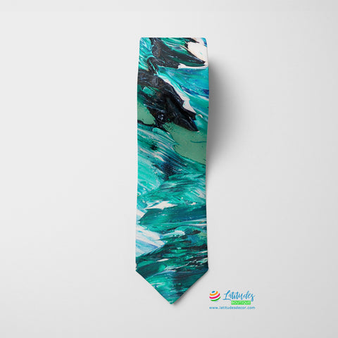 Ocean Waves Printed Tie