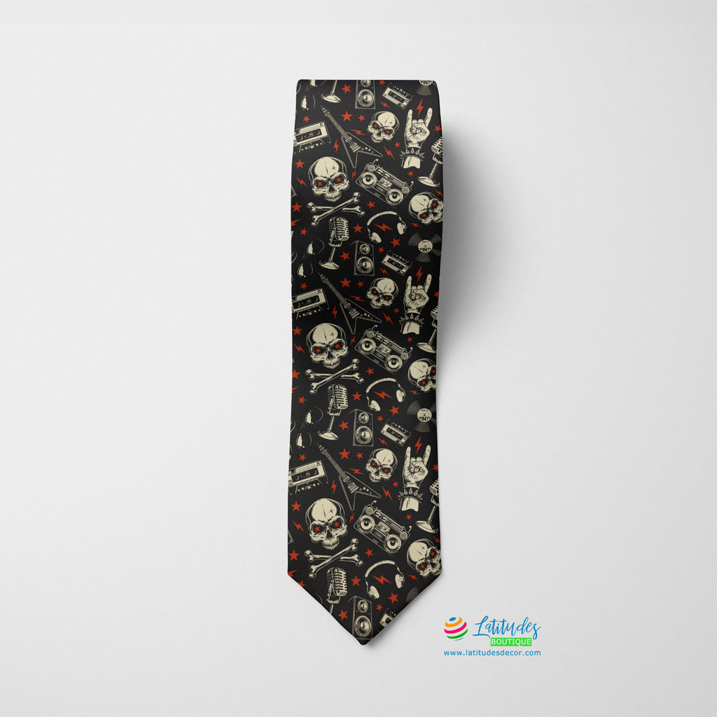 Rock'n'Roll Will Never Die Printed Tie