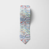 Travel Stamps Printed Tie