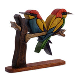 Bee Eater Birds Handcrafted Ishpingo Mahogany & Cedar Wood Statuette Sculptures
