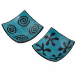 Blooms & Spirals Ceramic Plate (2) - Turquoise