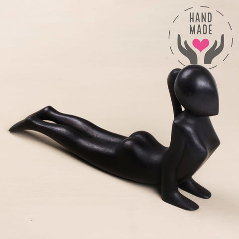 Cobra Yoga Wood Statuette - Black Sculptures