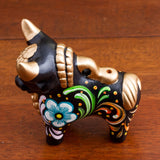 Colorful Loreto Black Pucara Bull - Small Sculptures