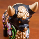 Colorful Loreto Black Pucara Bull - Small Sculptures