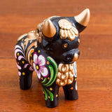 Colorful Loreto Black Pucara Bull - Small Sculptures
