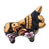 Colorful Loreto Black Pucara Bull - Small Sculptures