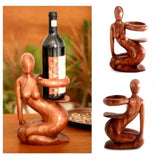 Gracious Hostess Suar Wood Wine Holder Sculptures