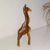 Lanky Charm Giraffe Mahogany Statuette Sculptures