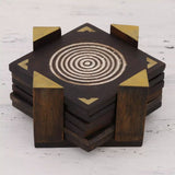 Spiral Slices Wood & Brass Coasters