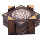 Spiral Slices Wood & Brass Coasters