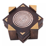 Spiral Slices Wood & Brass Coasters