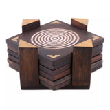 Spiral Slices Wood & Brass Coasters