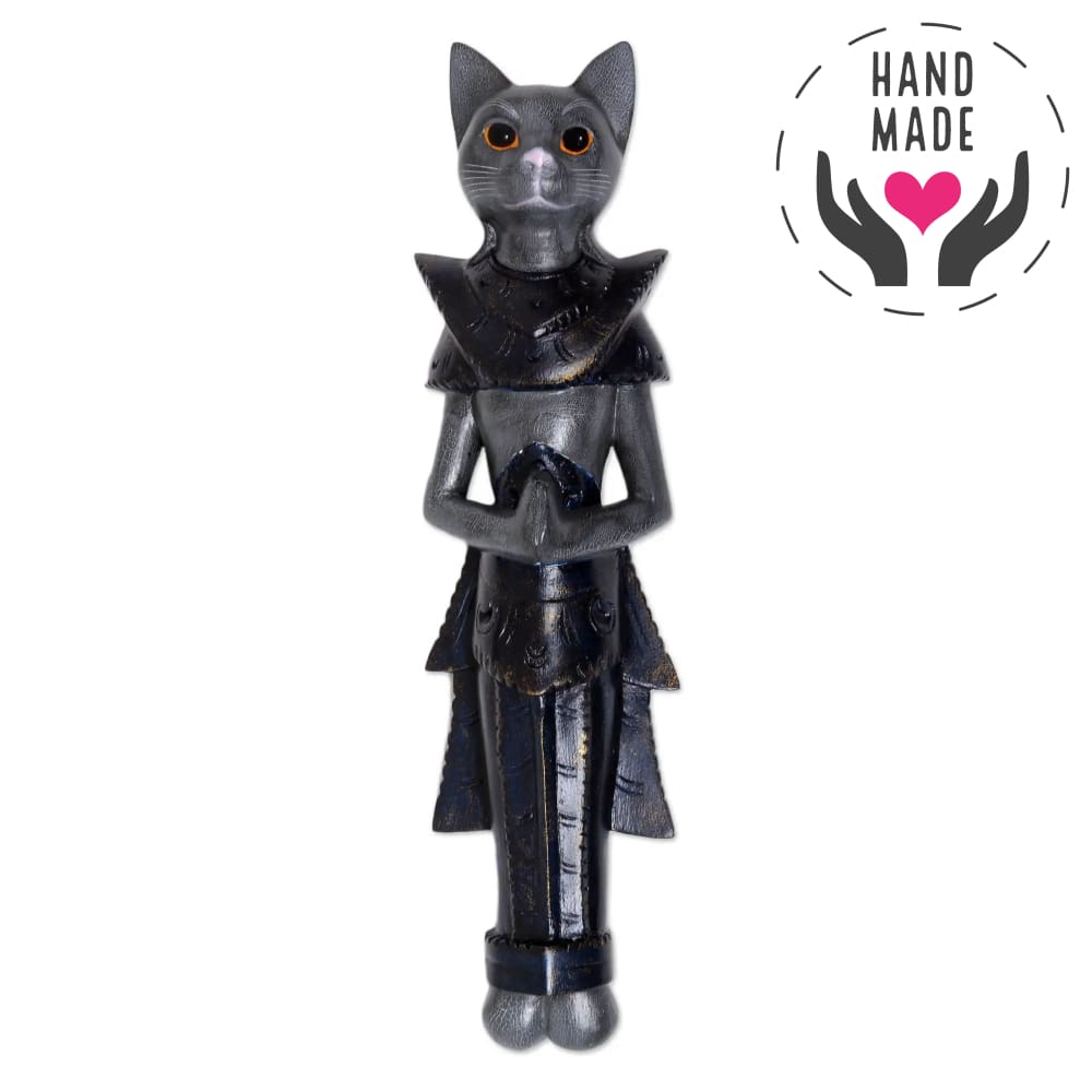 The Black Knight Cat Tall Statuette Sculptures